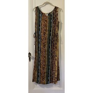 Vintage brown and blue patterned maxi dress